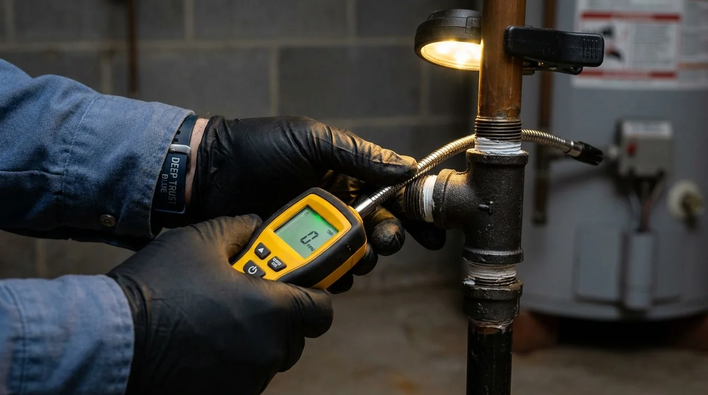 Gas leak detection with electronic sniffer by Johns Plumbing LLC in Ilion