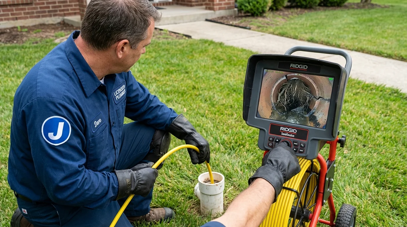 Sewer camera inspection being performed by Johns Plumbing LLC in Ilion